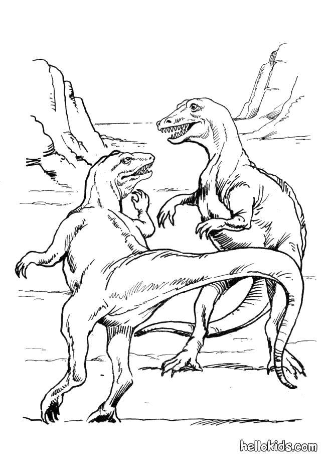 Dinosaurs Fighting Coloring Pages - Coloring and Drawing