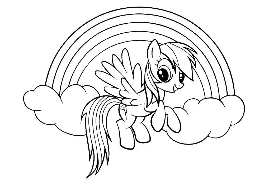 Раскраска Пони в облаках Скачать Пони, My little pony .  Распечатать ,Пони,