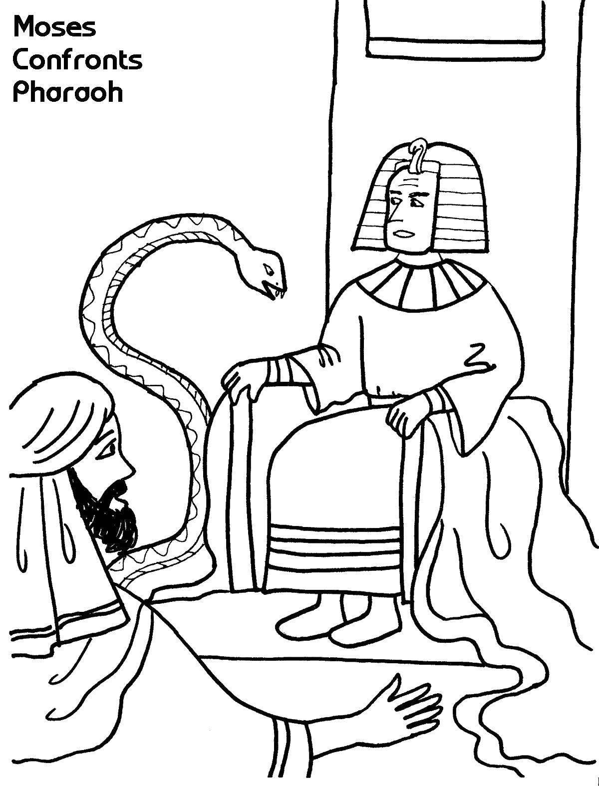 Разукрашка Моисей и Аарон перед фараоном