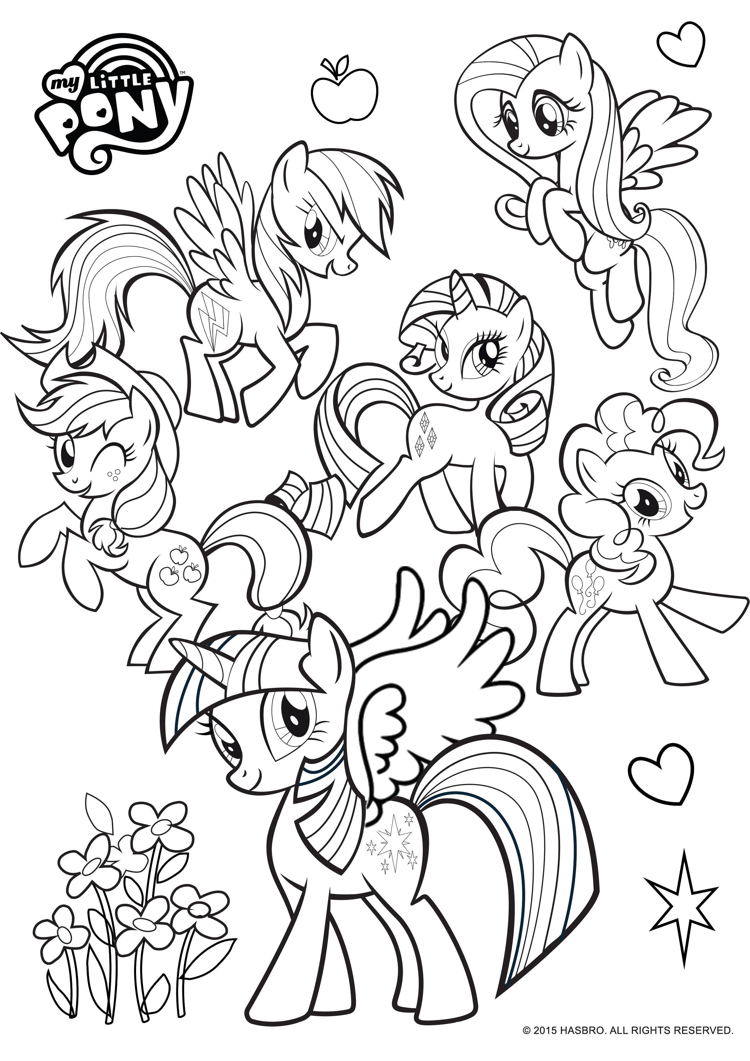Раскраски всех персонажей «My Little Pony», 100 картинок