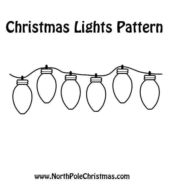 Розмальовки  Різдвяна гірлянда. Завантажити розмальовку гірлянди, лампочки, дроти.  Роздрукувати ,Лампа,