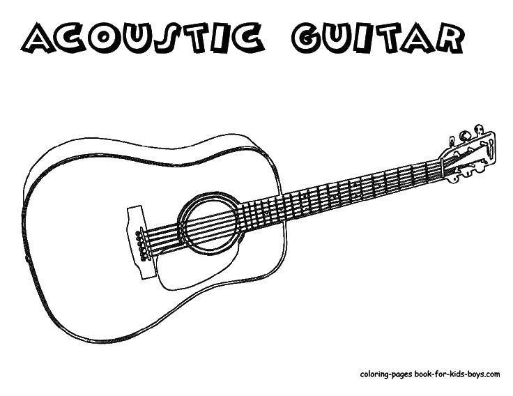 Coloring Acoustic guitar. Category Electric guitar. Tags:  guitar, strings.