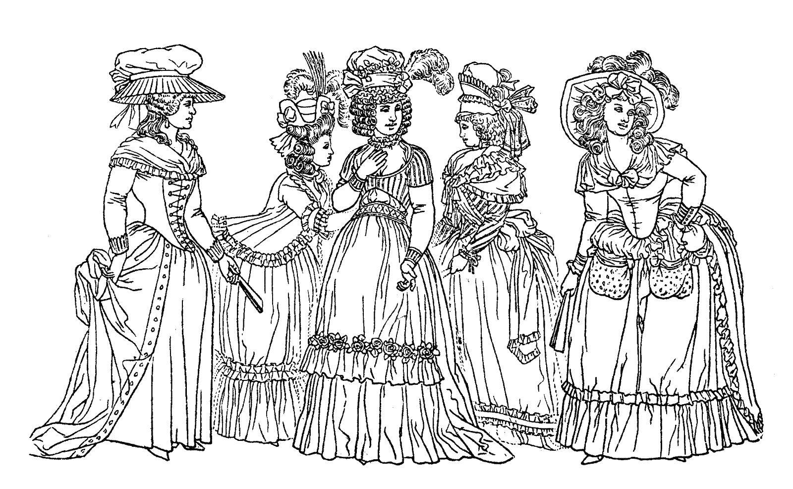 Coloring Girls in the lush dresses. Category Dress. Tags:  dresses, girls, ladies.