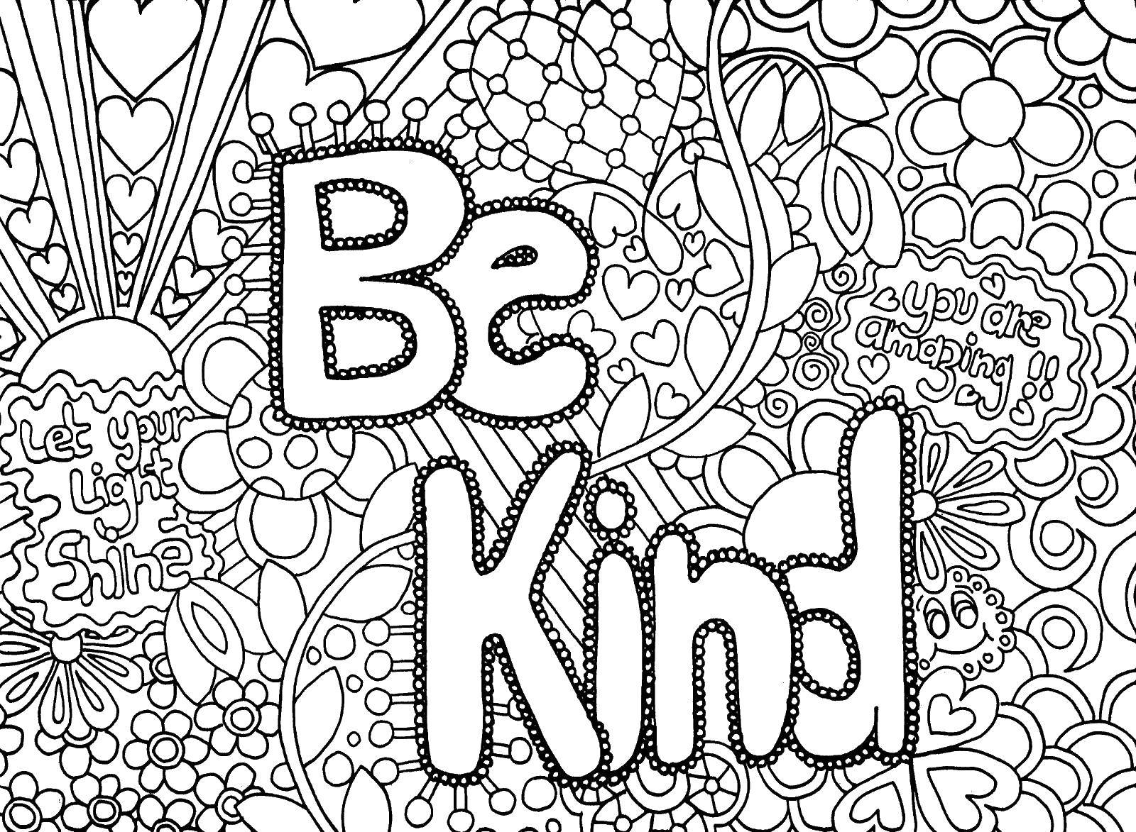 Coloring Be kind. Category English. Tags:  be kind , be kind.