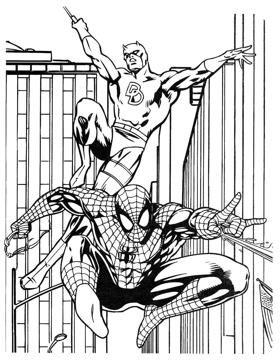 Coloring Spider-man. Category superheroes. Tags:  spider man, flying.