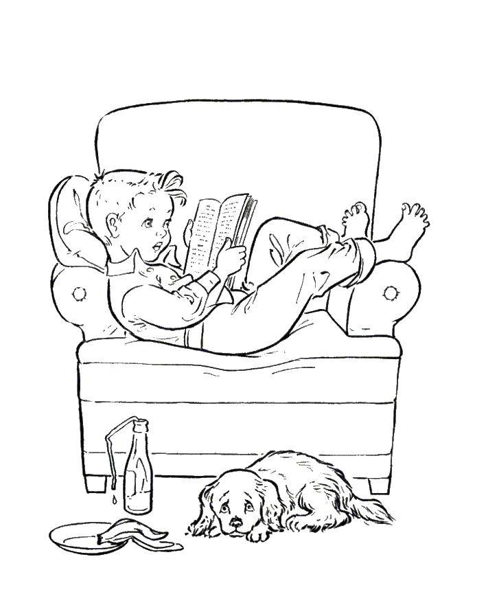 Coloring Reading on the couch. Category book. Tags:  book.