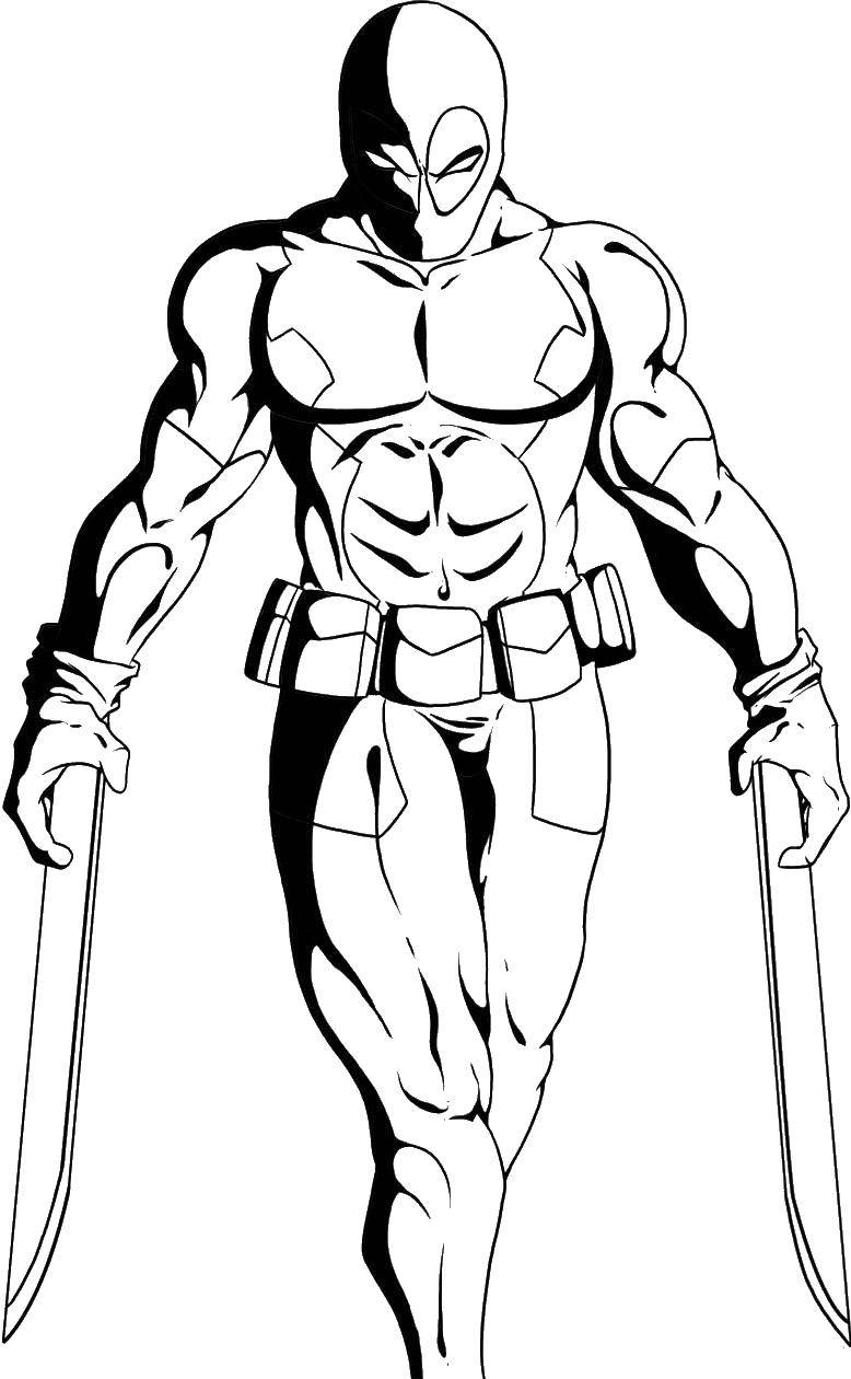 Coloring Deadpool with Mechai. Category deadpool. Tags:  deadpool, swords, superheroes.