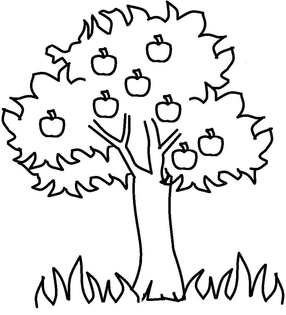 Название: Раскраска Дерево с яблоками. Категория: дерево. Теги: дерево, яблоки, листья.