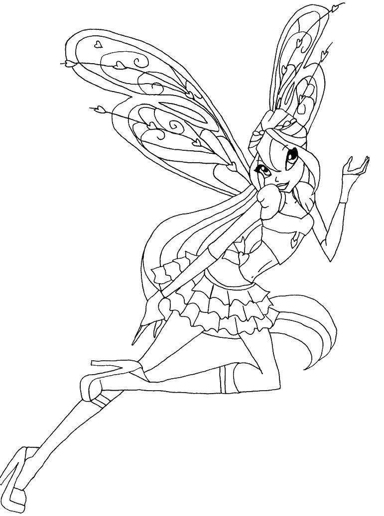 Coloring Fairy bloom. Category Winx club. Tags:  the fairy, bloom, wings.