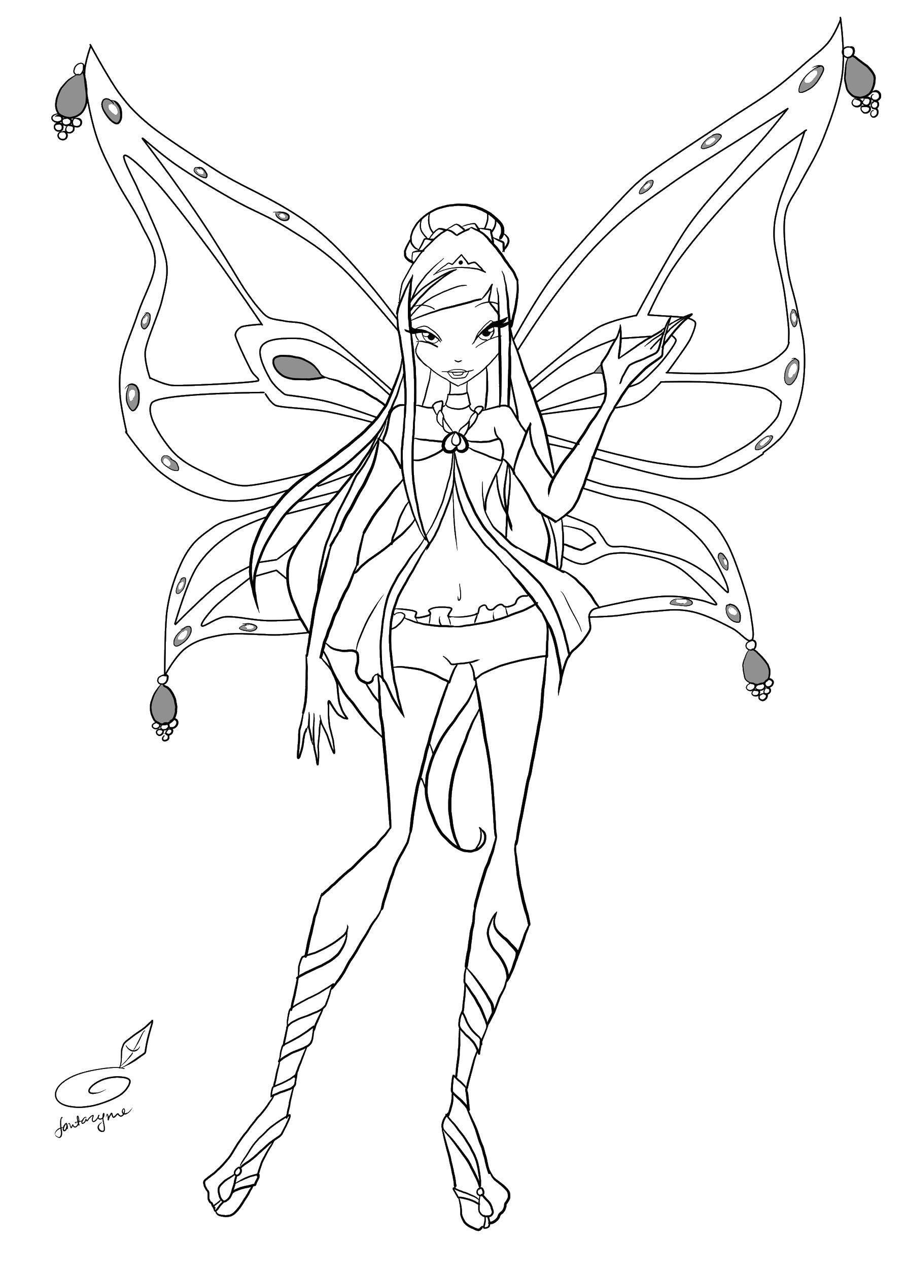 Coloring Fairy flora. Category Winx club. Tags:  fairy, flora, wings.