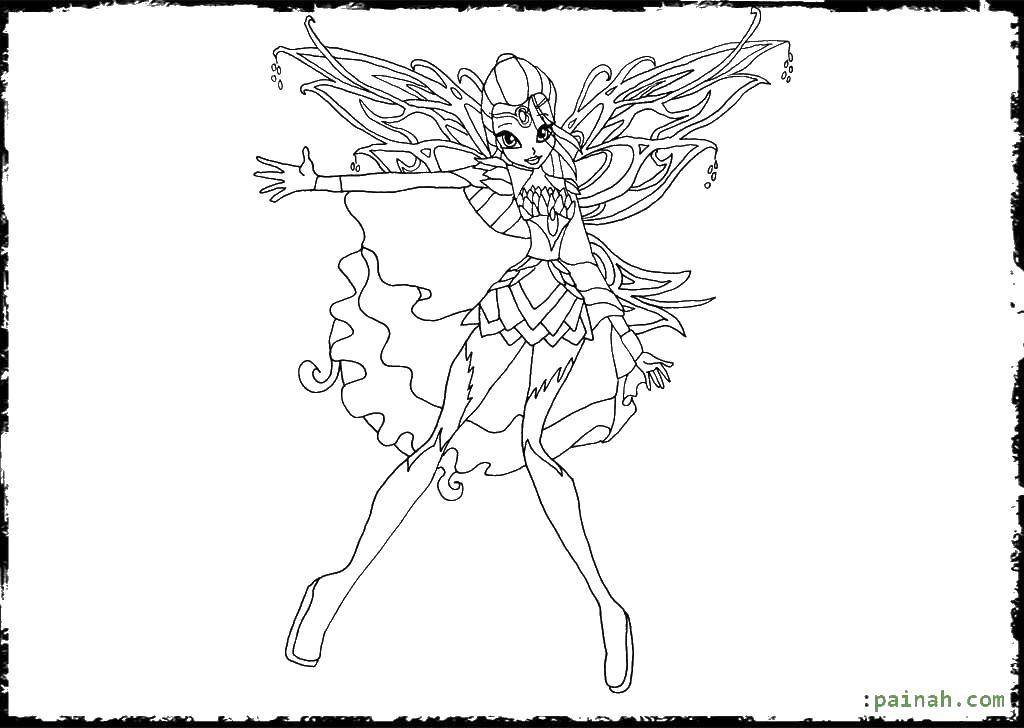 Coloring Fairy Leila. Category Winx club. Tags:  fairy, Layla, wings.