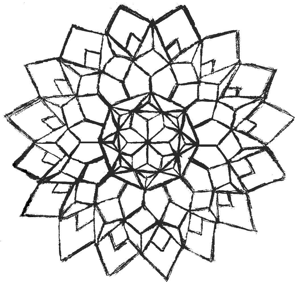 Название: Раскраска Геометрический цветок. Категория: цветы. Теги: цветы, узоры, фигуры.