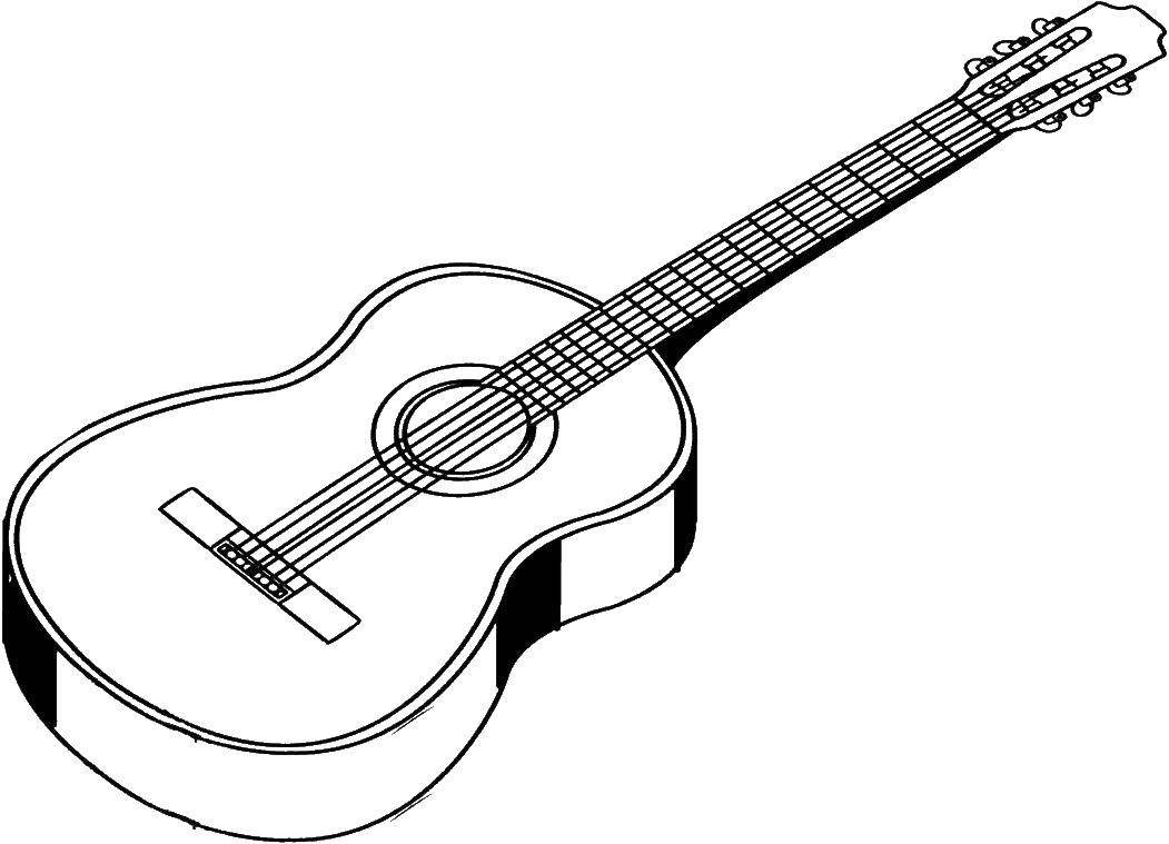 Coloring Guitar acoustic. Category Electric guitar. Tags:  guitar, strings.