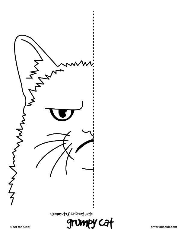 Название: Раскраска Грустный кот. Категория: Калейдоскоп. Теги: кот, грустный, раскраска.