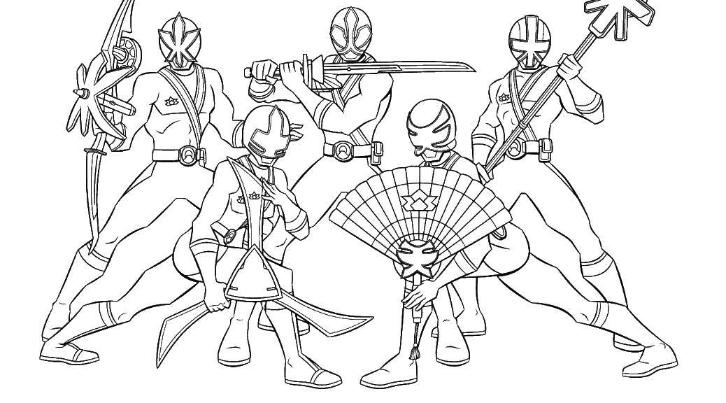 Coloring A team of Rangers. Category the Rangers . Tags:  Ranger, costume, swords.