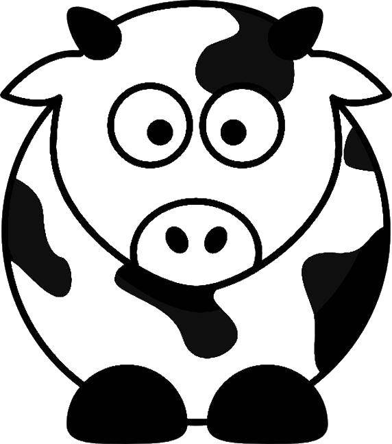 Название: Раскраска Круглая корова. Категория: домашние животные. Теги: корова, пятна, рога.