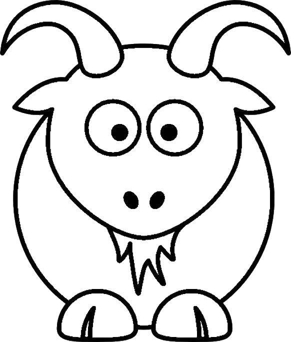 Название: Раскраска Круглый козел. Категория: домашние животные. Теги: козел, рога, борода.
