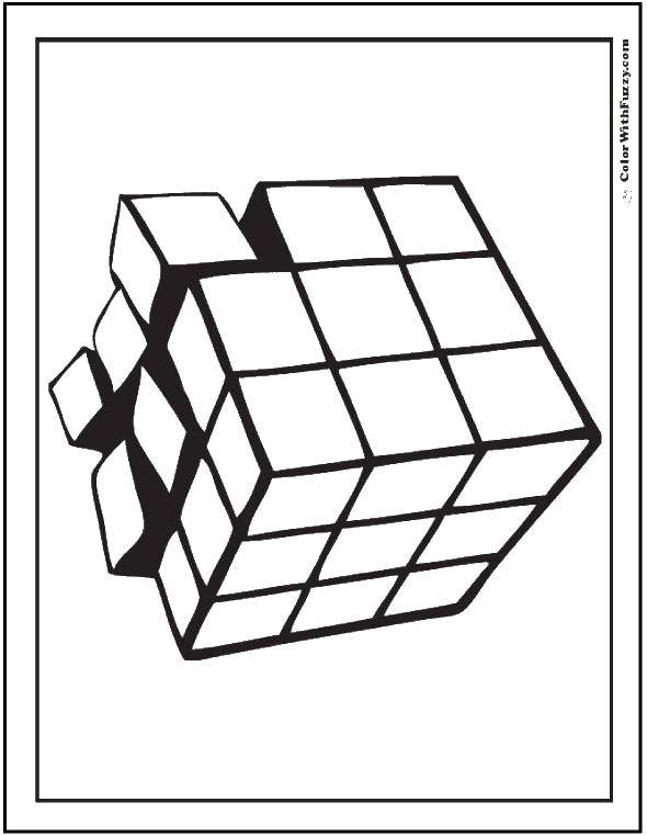 Название: Раскраска Кубик рубика. Категория: С геометрическими фигурами. Теги: фигуры, кубик Рубика.