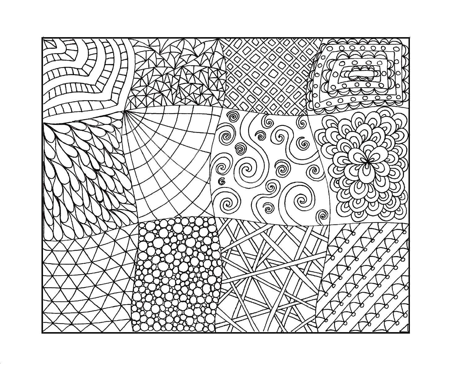 Coloring Squares with patterns. Category With patterns. Tags:  Patterns, geometric.