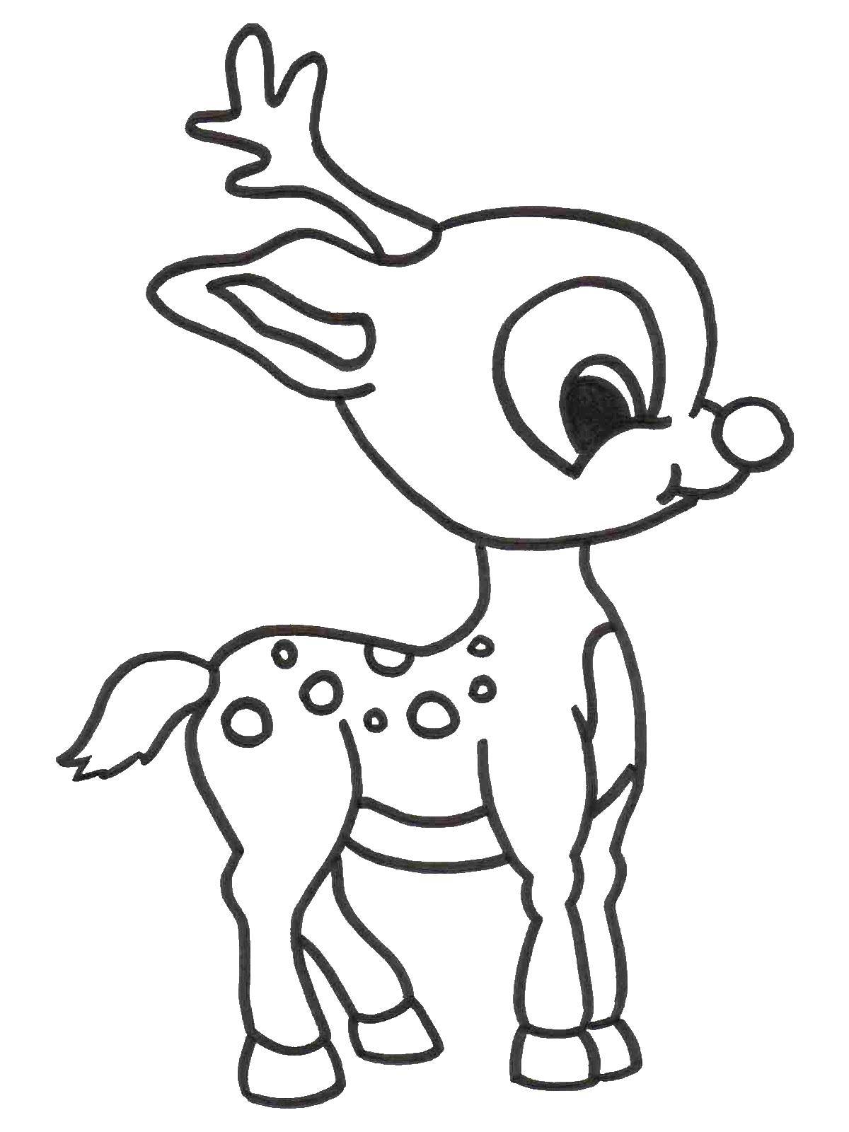 Название: Раскраска Маленький олененок. Категория: Дикие животные. Теги: олененок, глазки, рога.