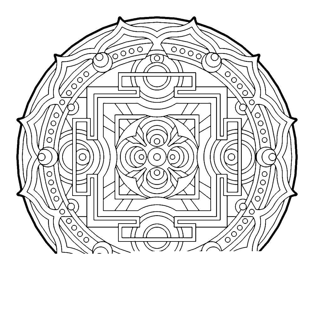 Coloring Medallion ornament. Category With patterns. Tags:  ornament, insignia, medallion.