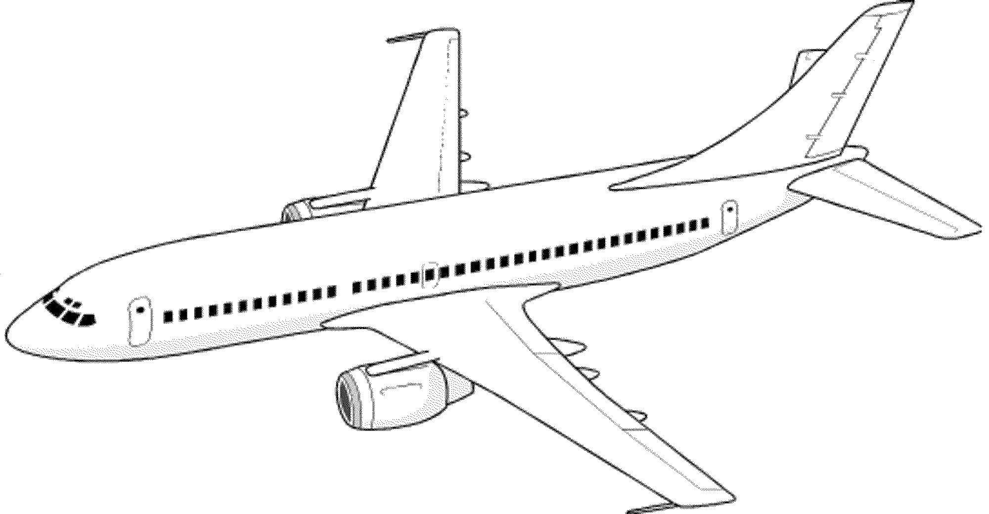 Название: Раскраска Пассажирский самолет. Категория: самолеты. Теги: самолет, турбины, крыло.