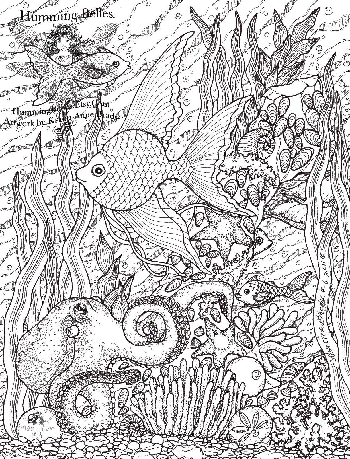Coloring Underwater world. Category fish. Tags:  underwater world, embroidery.