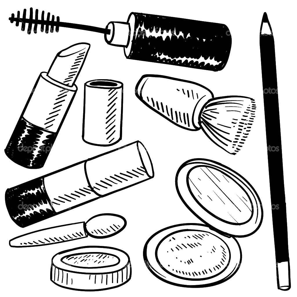 Coloring Lipstick and mascara. Category Makeup. Tags:  cosmetics.