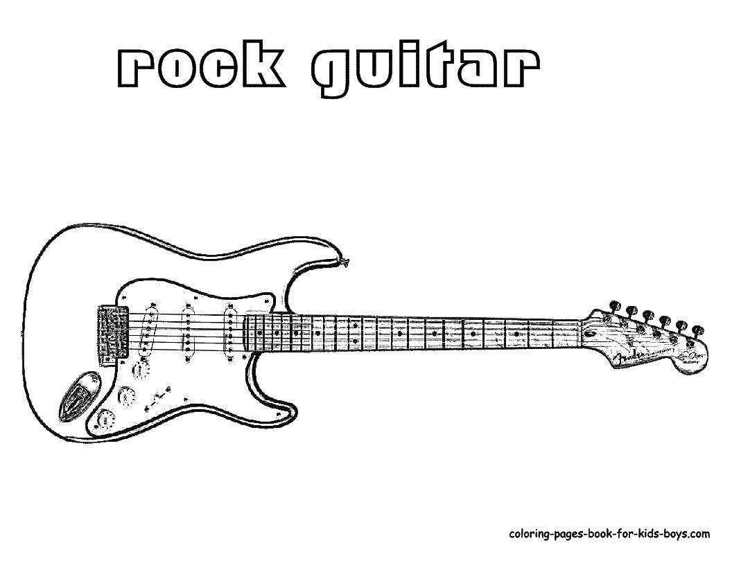 Название: Раскраска Рок гитара. Категория: Электрогитара. Теги: гитара, струны.