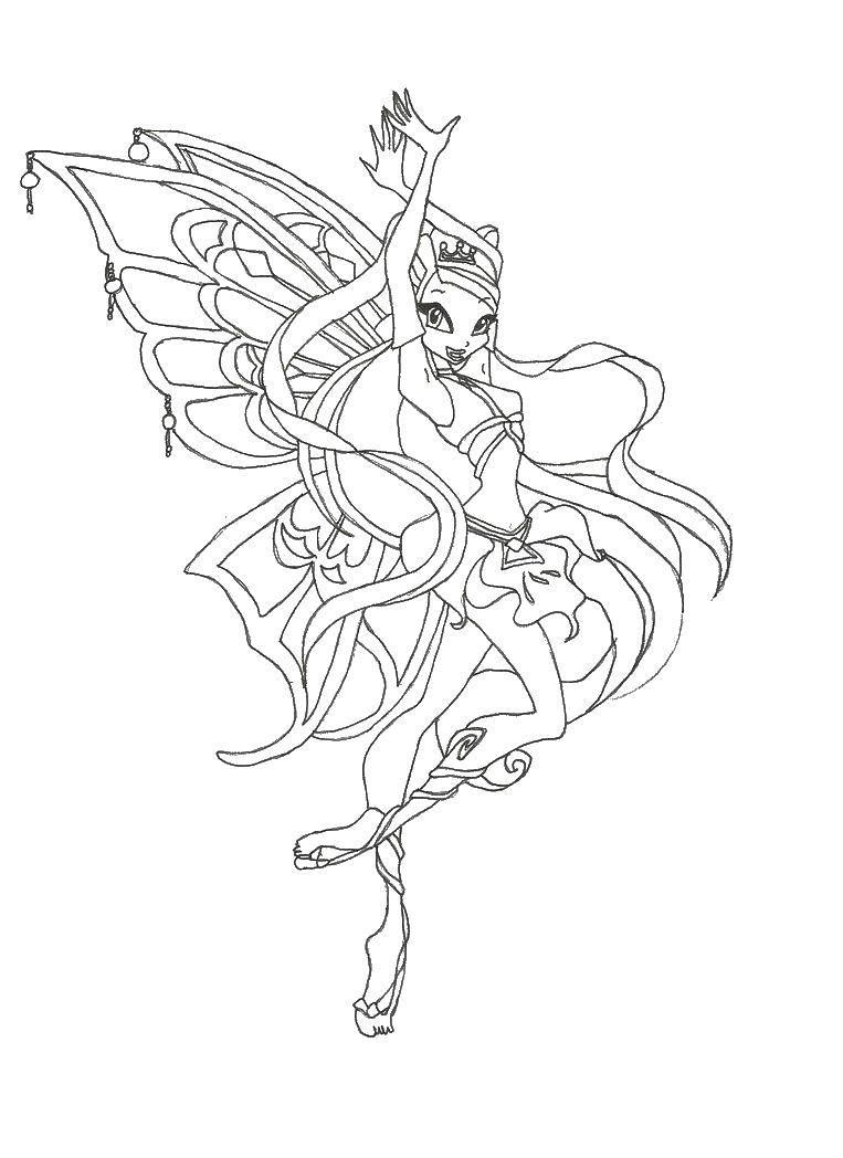 Coloring Happy Stella. Category Winx club. Tags:  Character cartoon, Winx.