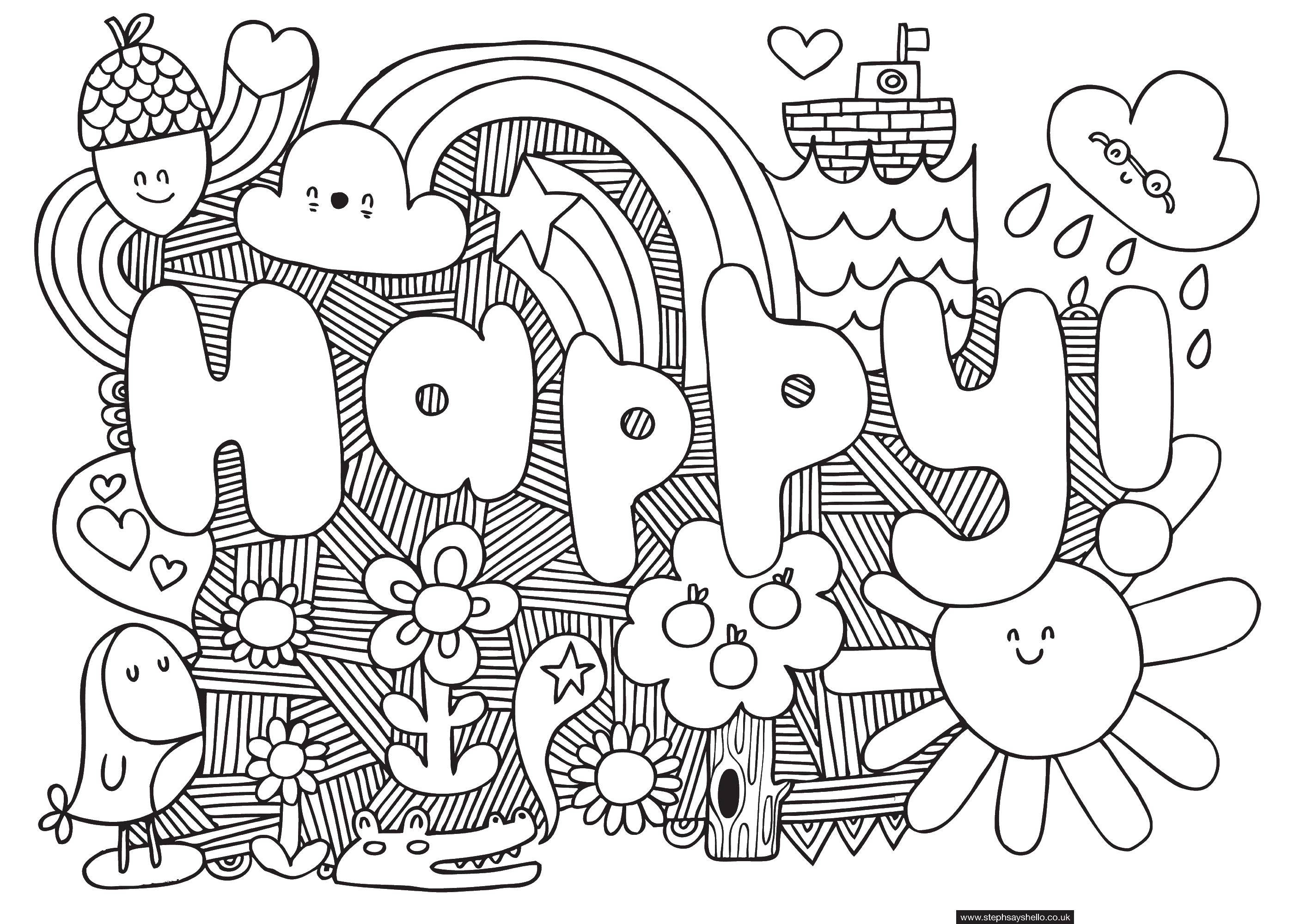 Coloring Happy. Category English words. Tags:  happy words.