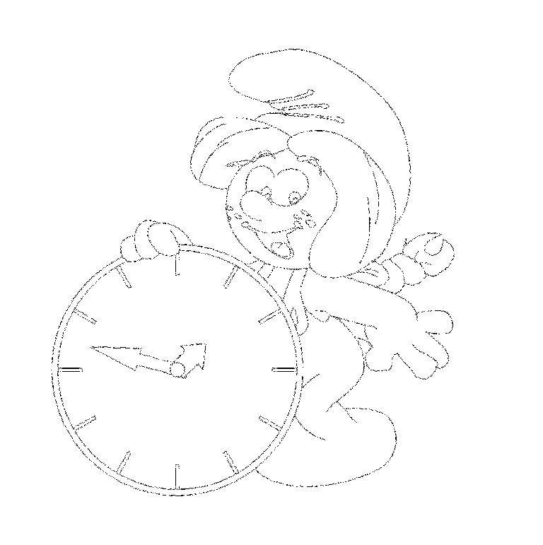 Coloring The smurf clock. Category Smurfs. Tags:  Smurfs.