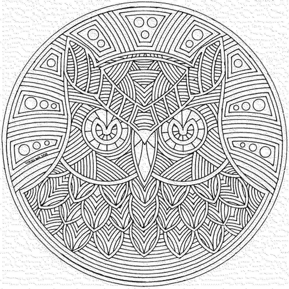 Coloring Owl in the circle. Category coloring antistress. Tags:  owl circle, anti-stress.