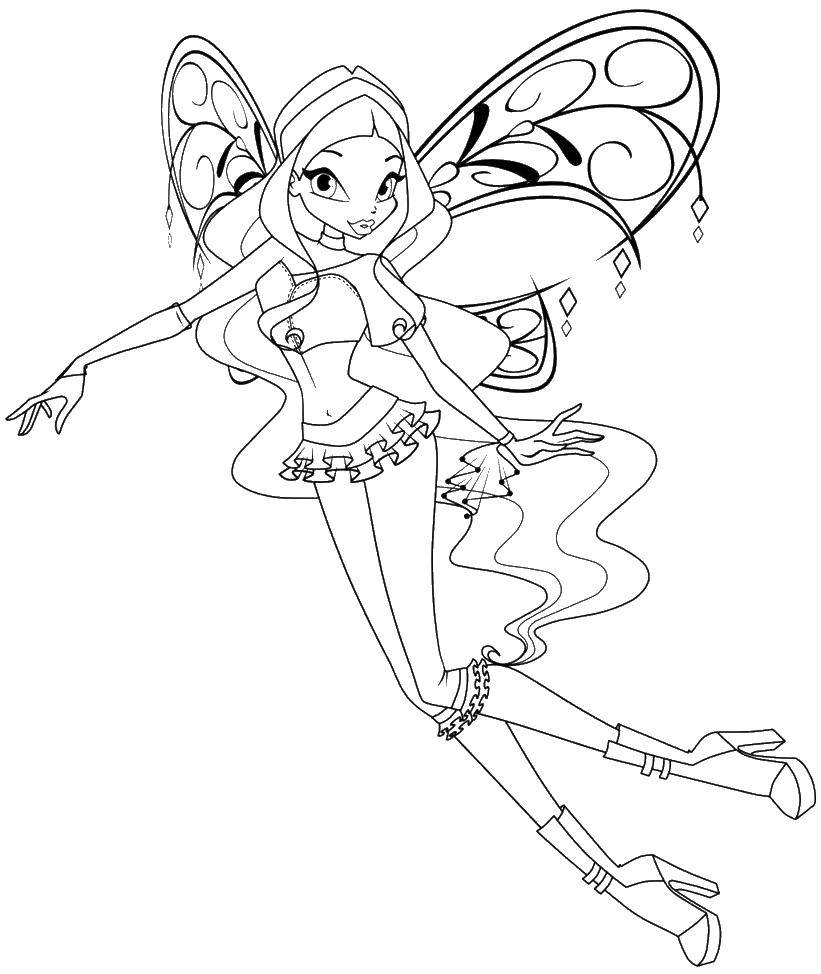 Coloring Stella beauty. Category Winx club. Tags:  Character cartoon, Winx.