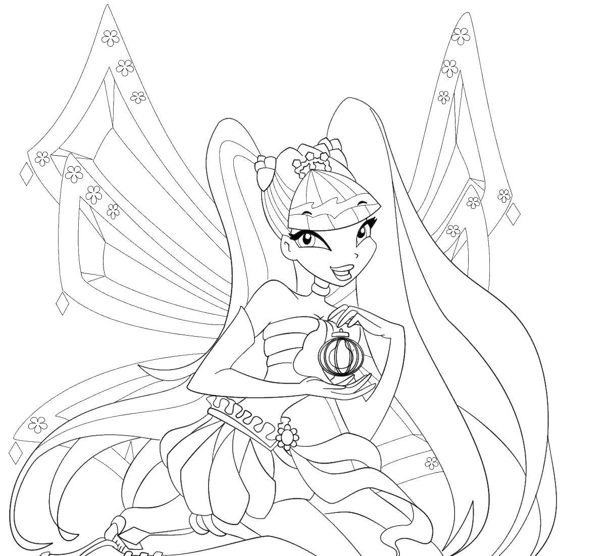 Coloring Stella. Category Winx club. Tags:  fairy, Stella, wings.