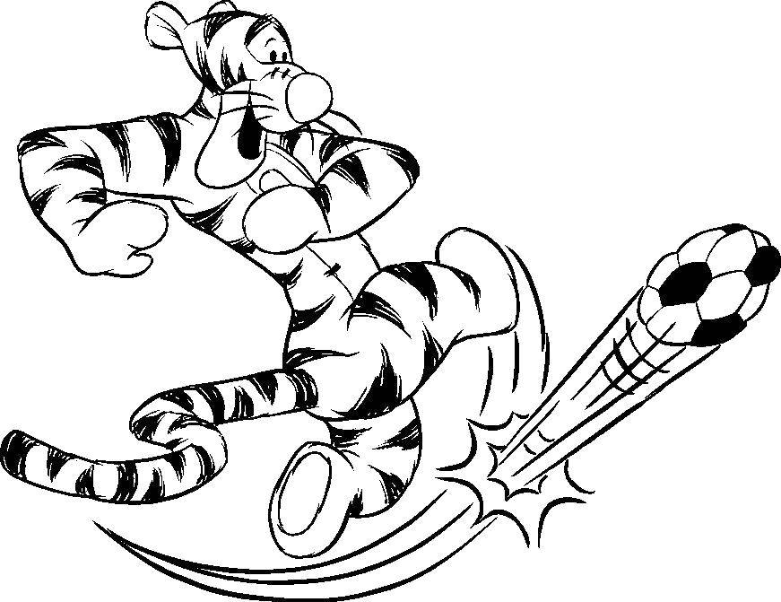 Coloring Tiger plays football. Category Football. Tags:  football, the Tiger sports.