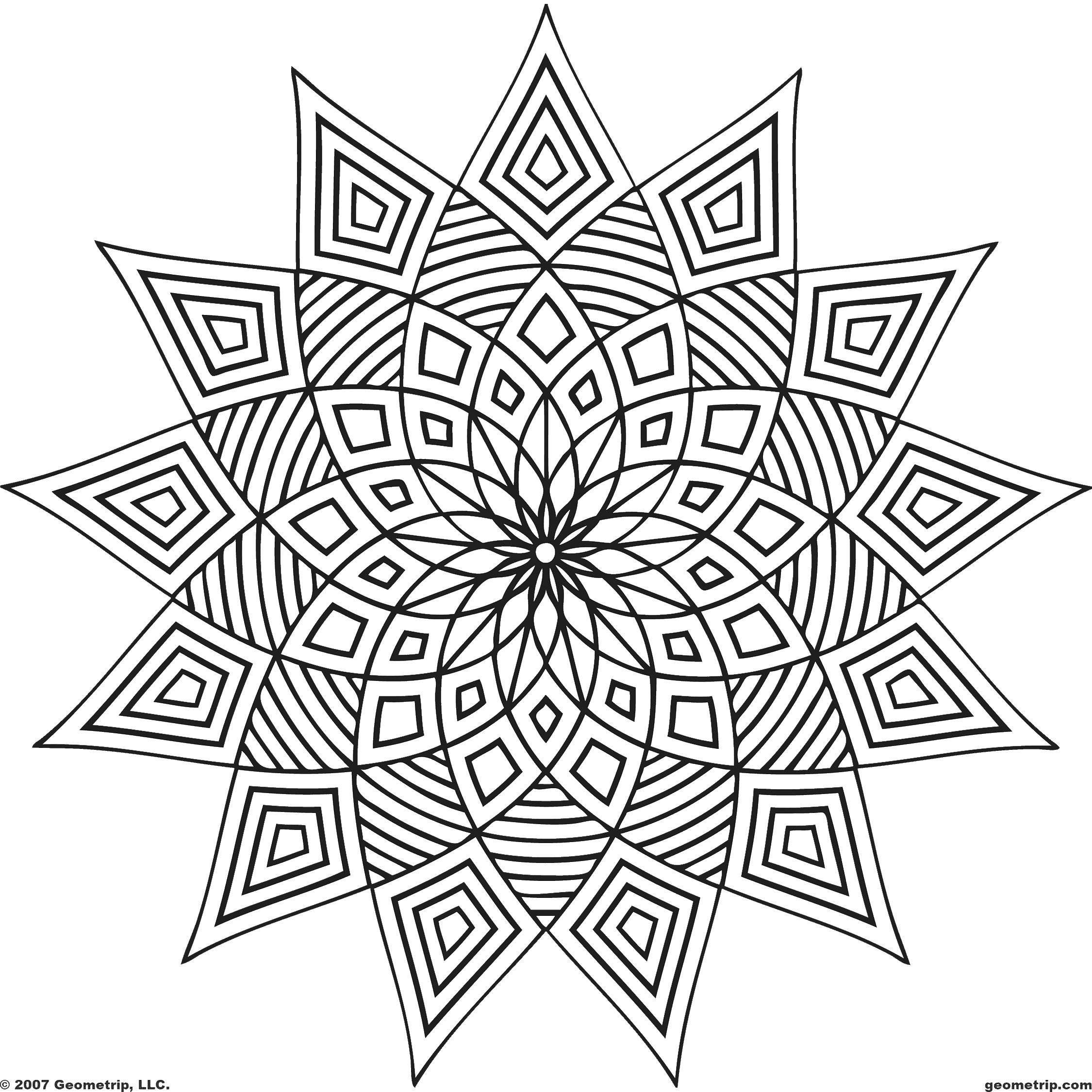 Coloring A flower made of lines and shapes. Category patterns. Tags:  patterns, flower, line.