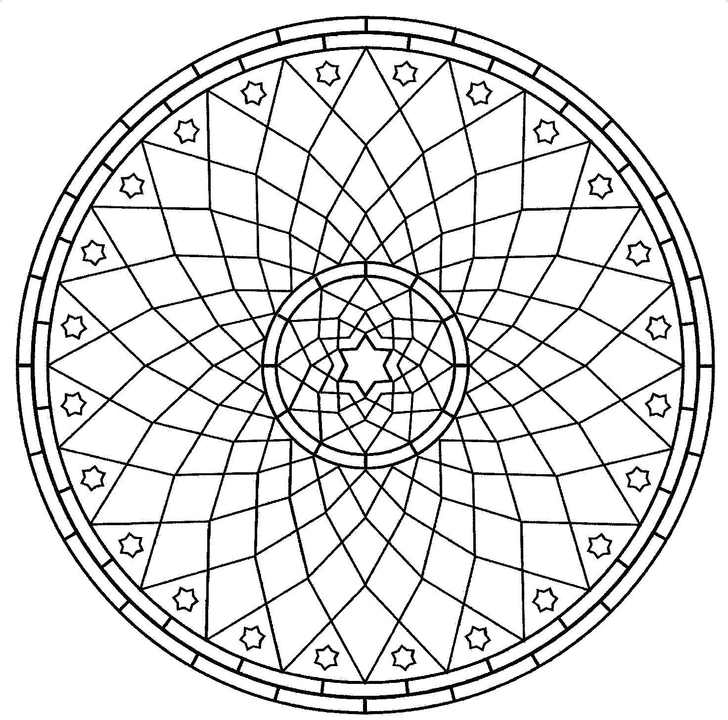 Название: Раскраска Витражный круг. Категория: С узорами. Теги: Узоры, геометрические.