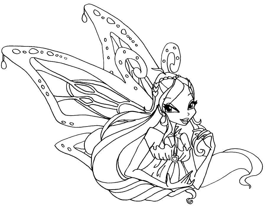 Coloring Fairy bloom. Category Winx club. Tags:  the fairy, bloom, wings.