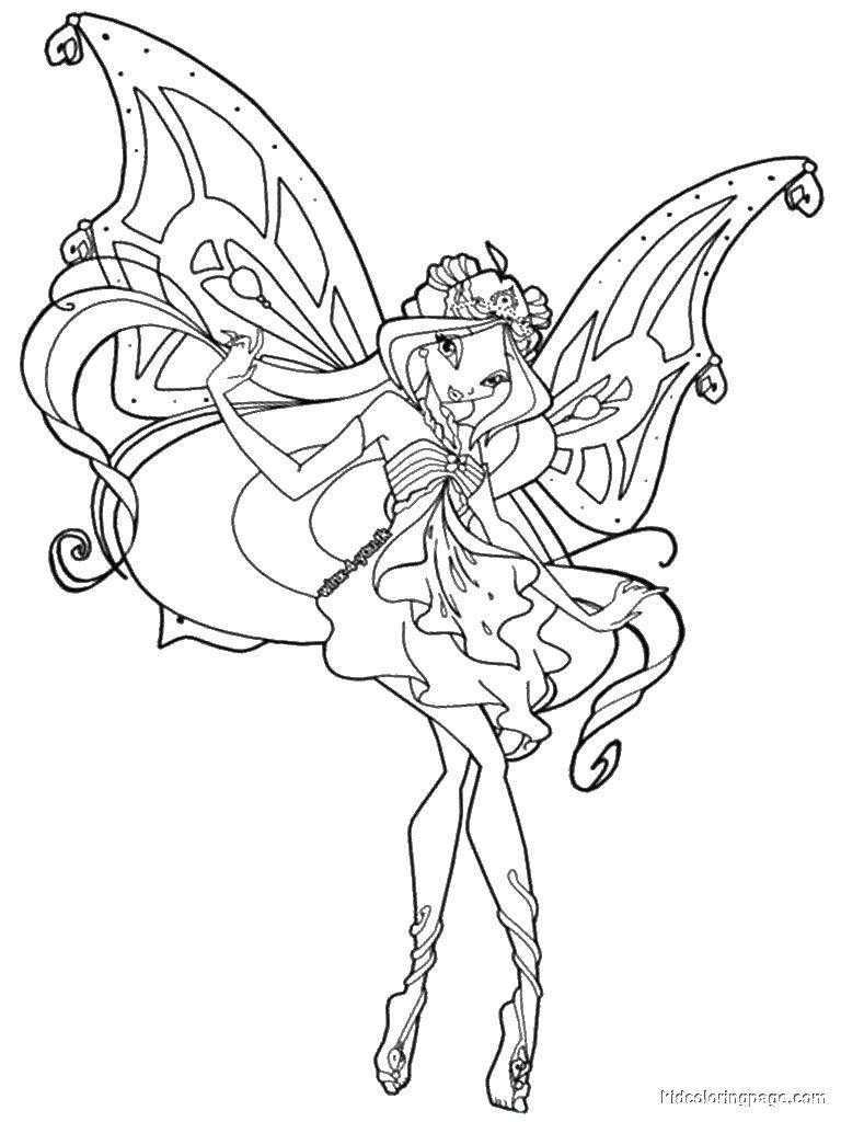 Coloring The sorceress flora. Category Winx club. Tags:  fairy, flora, wings.
