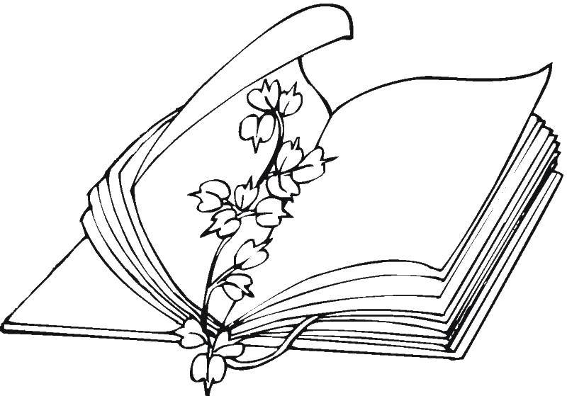 Coloring Bookmark with flowers. Category book. Tags:  book.