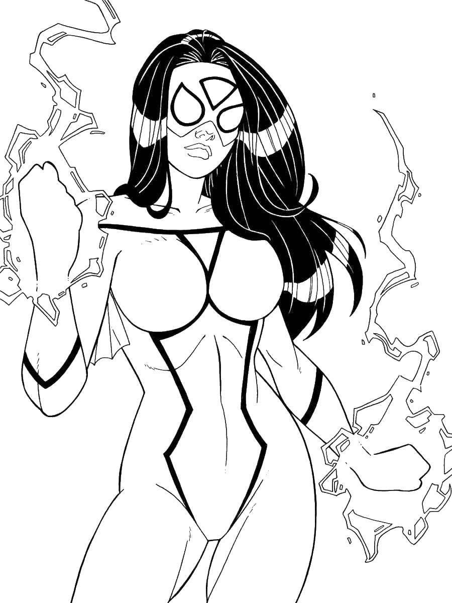 Название: Раскраска Женщина паук. Категория: супергерои. Теги: женщина паук.