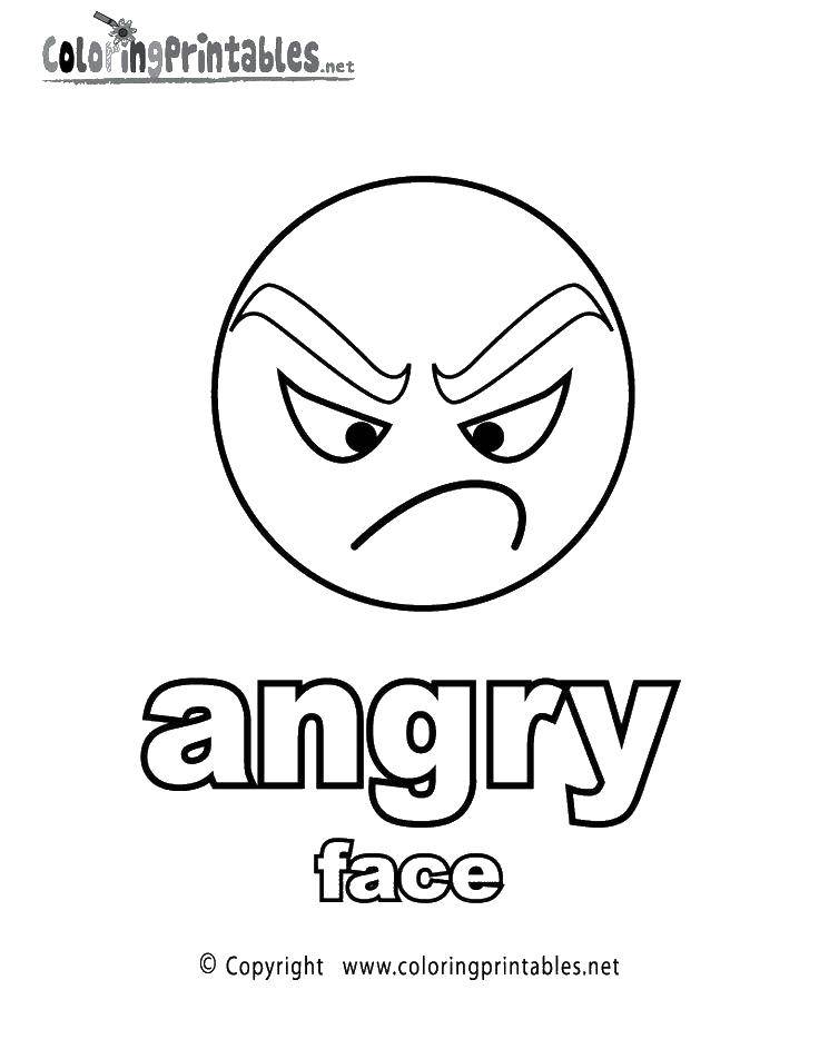 Coloring Angry face. Category The emotions. Tags:  Emoticon, emotion.