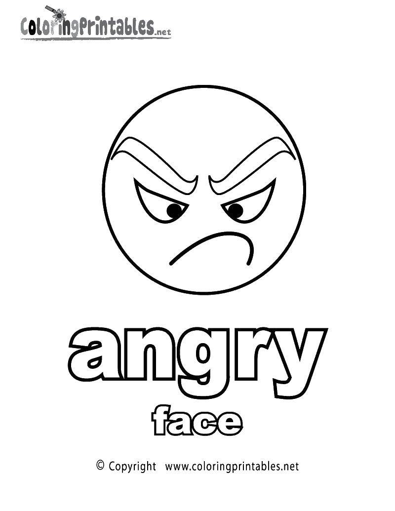 Coloring Angry face. Category The emotions. Tags:  emotions, emoticons.