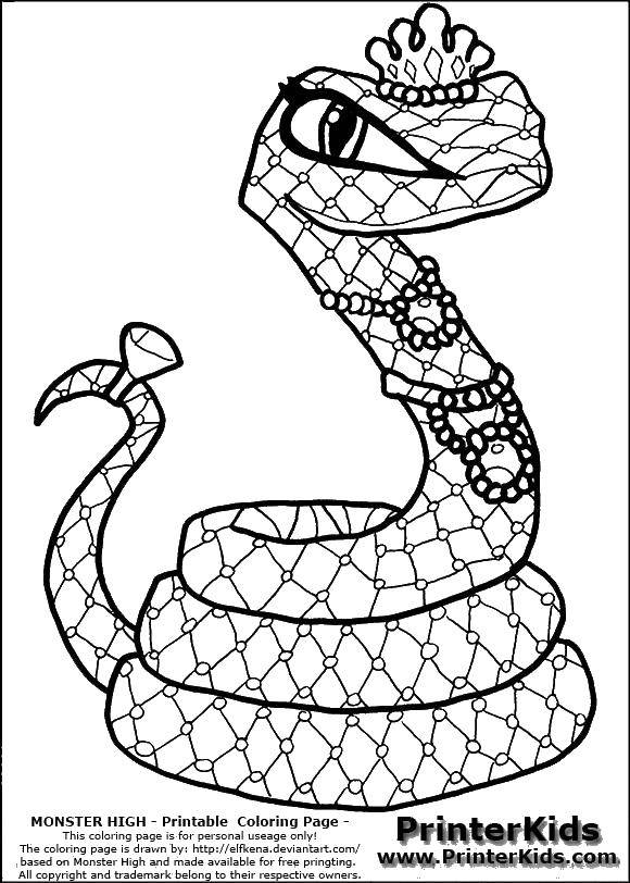 Название: Раскраска Змея и украшения. Категория: змеи. Теги: Змея, корона, бусы, кольца.