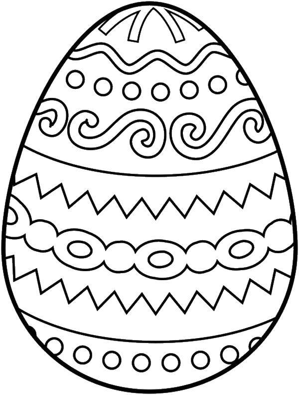 Розмальовки  Розмальоване візерунками яйце. Завантажити розмальовку яйця, візерунки.  Роздрукувати ,Візерунки для розмальовування яєць,