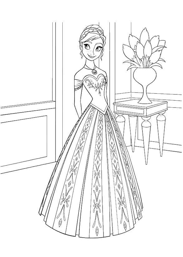 Coloring Anna. Category Disney cartoons. Tags:  Disney, Elsa, frozen, Princess.