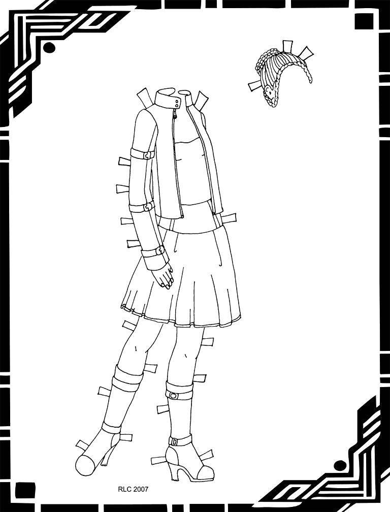Coloring Paper outfits. Category coloring. Tags:  Clothing, dress.