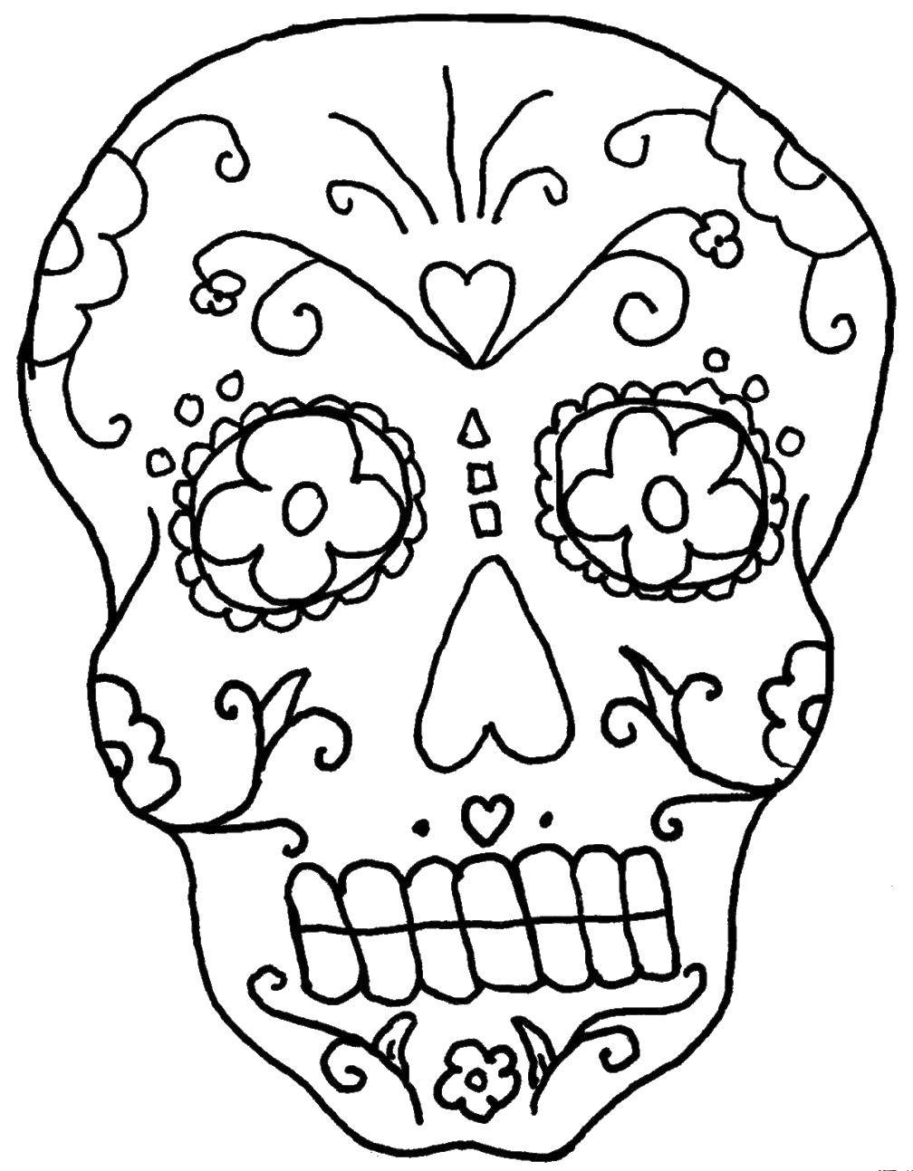 Coloring Skull with colors, patterns. Category Skull. Tags:  patterns, flowers, skulls.
