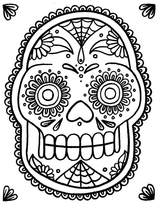 Coloring Skull in lace and patterns. Category Skull. Tags:  skull, patterns, flowers.
